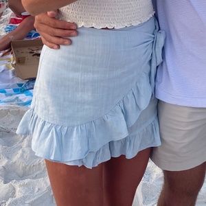 Princess Polly Powder/Baby Blue Linen Skort